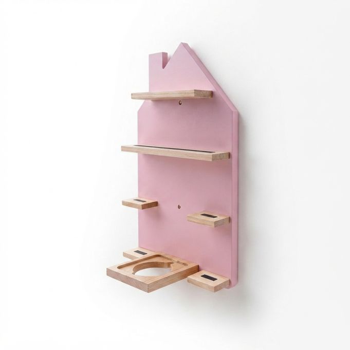 Magnetische Toniebox Plank – Grenen Houten Drijvende Wandplank voor Tonie Box Speler en Tonie Figuren, Organizer voor Kinderkamer (Roze)