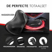 Wellax Relaxing Massage Cushion met Warmtefunctie & 360° Rotatie - Shiatsu Massager met 3 Snelheden voor Schouders & Rug - incl. Verlengband - Nek Massager, Zwart