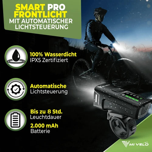 Fietsverlichtingsset 100 Lux met remlicht „SMART PRO“  USB-C oplaadbaar, waterdicht & extra helder – met remlichtfunctie