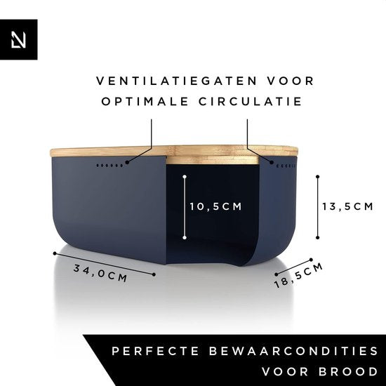 Broodtrommel, metalen brooddoos bamboe deksel/snijplank