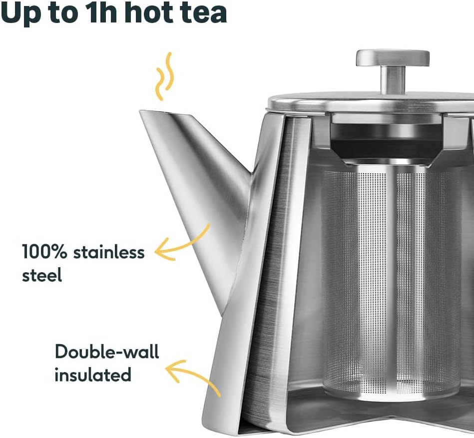 Theepot Thermo + interne zeef SILBERTHAL roestvrij staal 1 liter