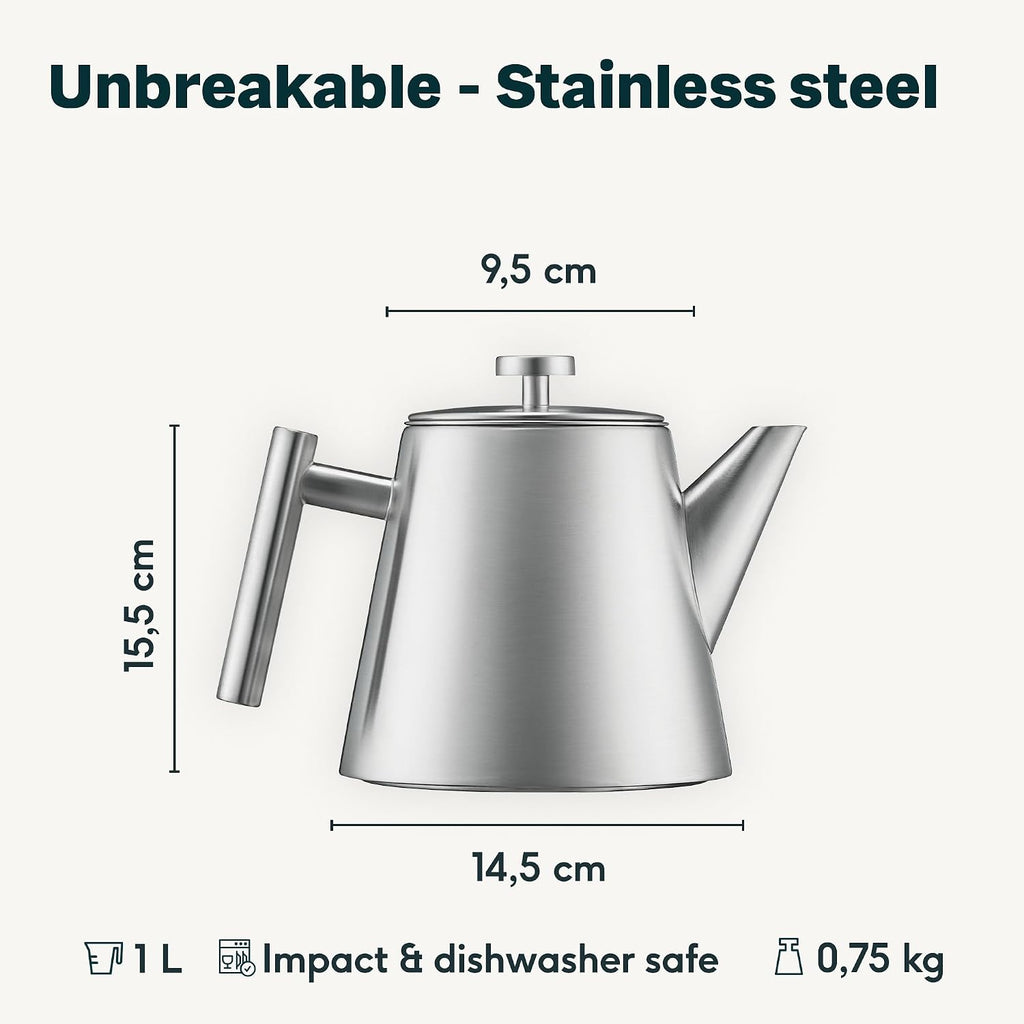 Theepot Thermo + interne zeef SILBERTHAL roestvrij staal 1 liter
