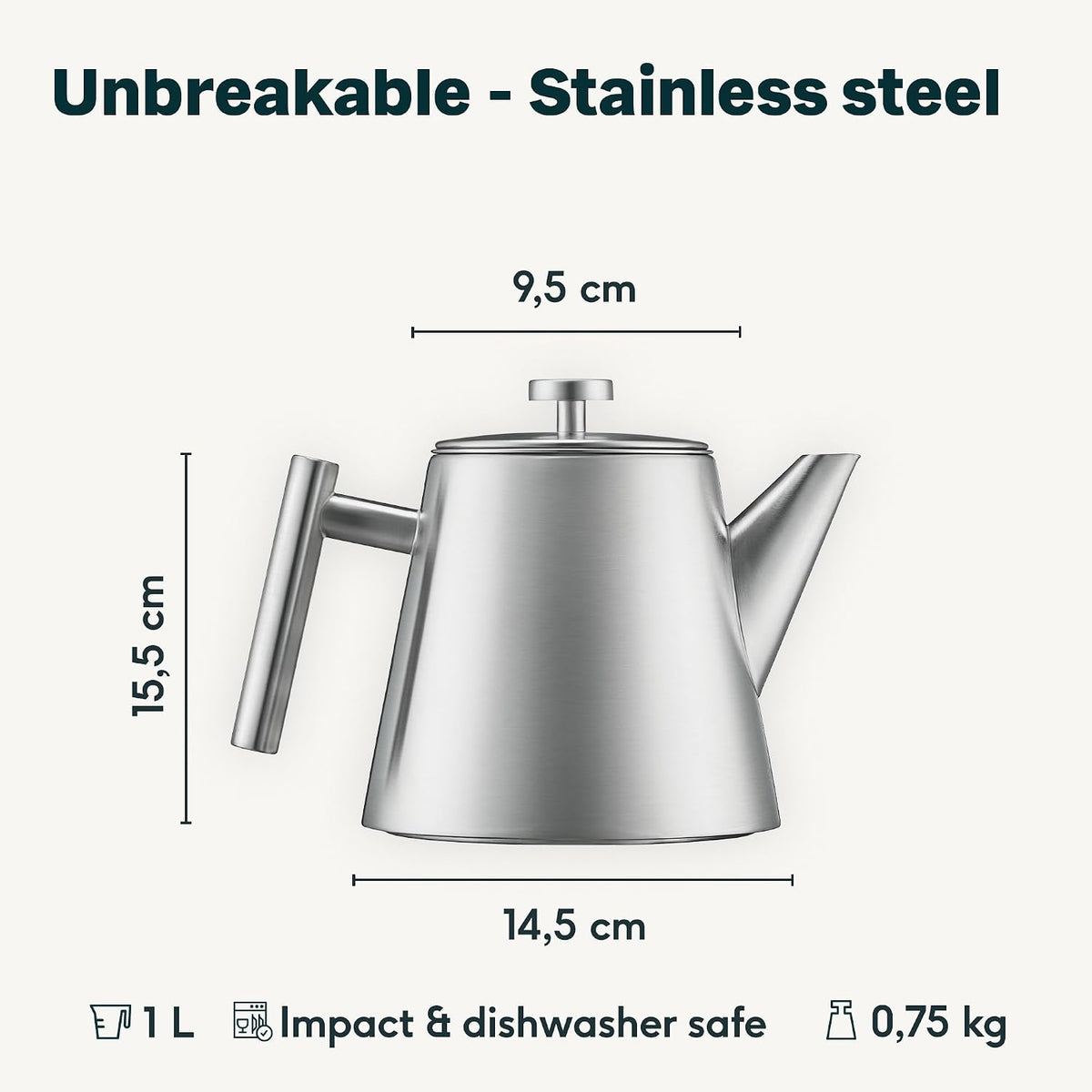 Theepot Thermo + interne zeef SILBERTHAL roestvrij staal 1 liter