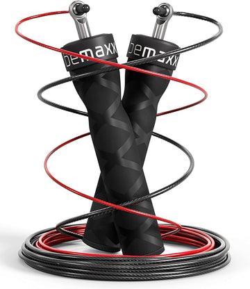 Springtouw | Bemaxx Springtouw Speed Rope met trainings-eBook + reservekabel | 2 verstelbare staalkabels, professionele kogellagers, anti-slip handgrepen | workout, professionele sport, boksen, training, RPM |