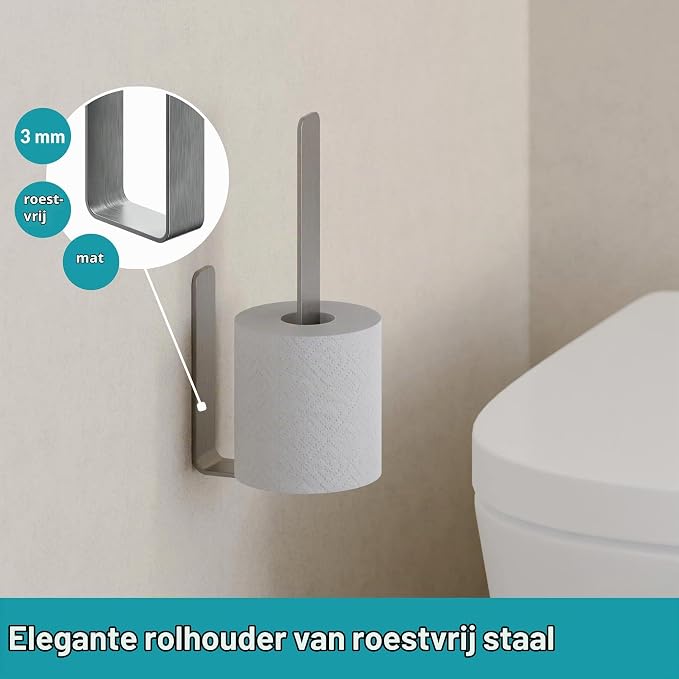WEISSENSTEIN WC-reserve rolhouder - toiletpapierhouder roestvrij staal zonder boren - rolhouder muur zelfklevend