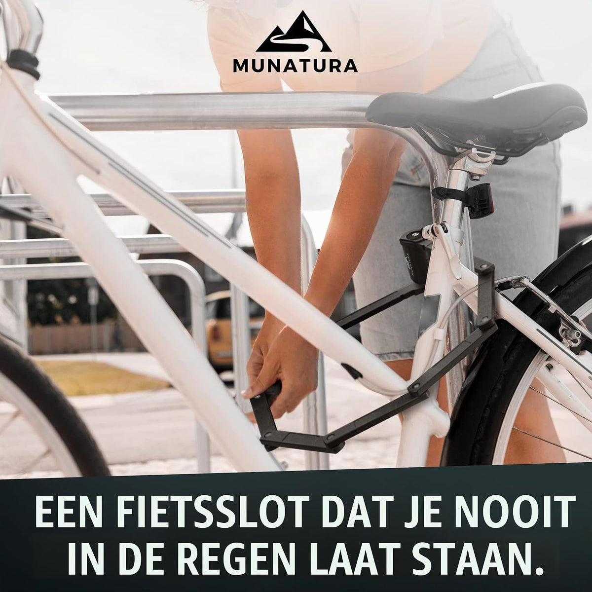 MUNATURA Vouwslot voor fiets, mountainbike, fatbike, e-bike, 120 cm, fietsslot, hoge veiligheid, houder