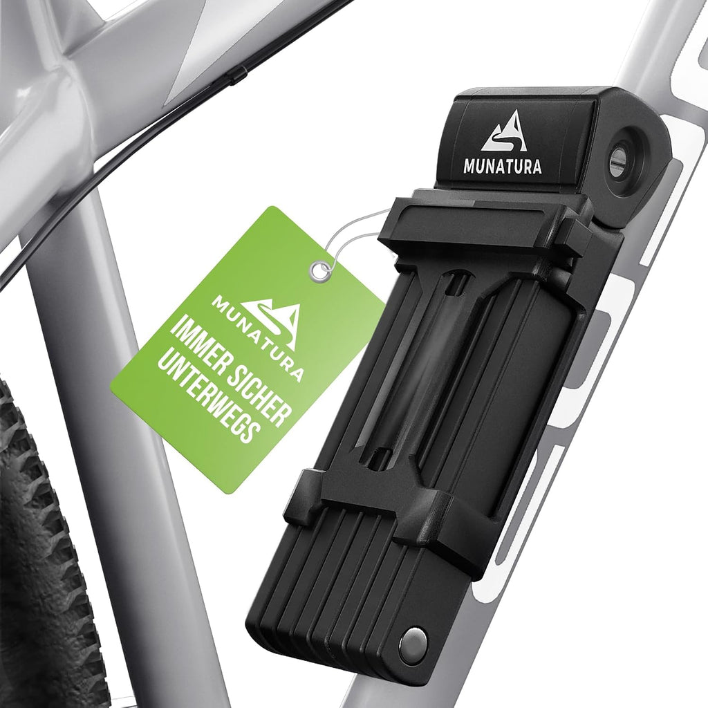 MUNATURA Vouwslot voor fiets, mountainbike, fatbike, e-bike, 120 cm, fietsslot, hoge veiligheid, houder