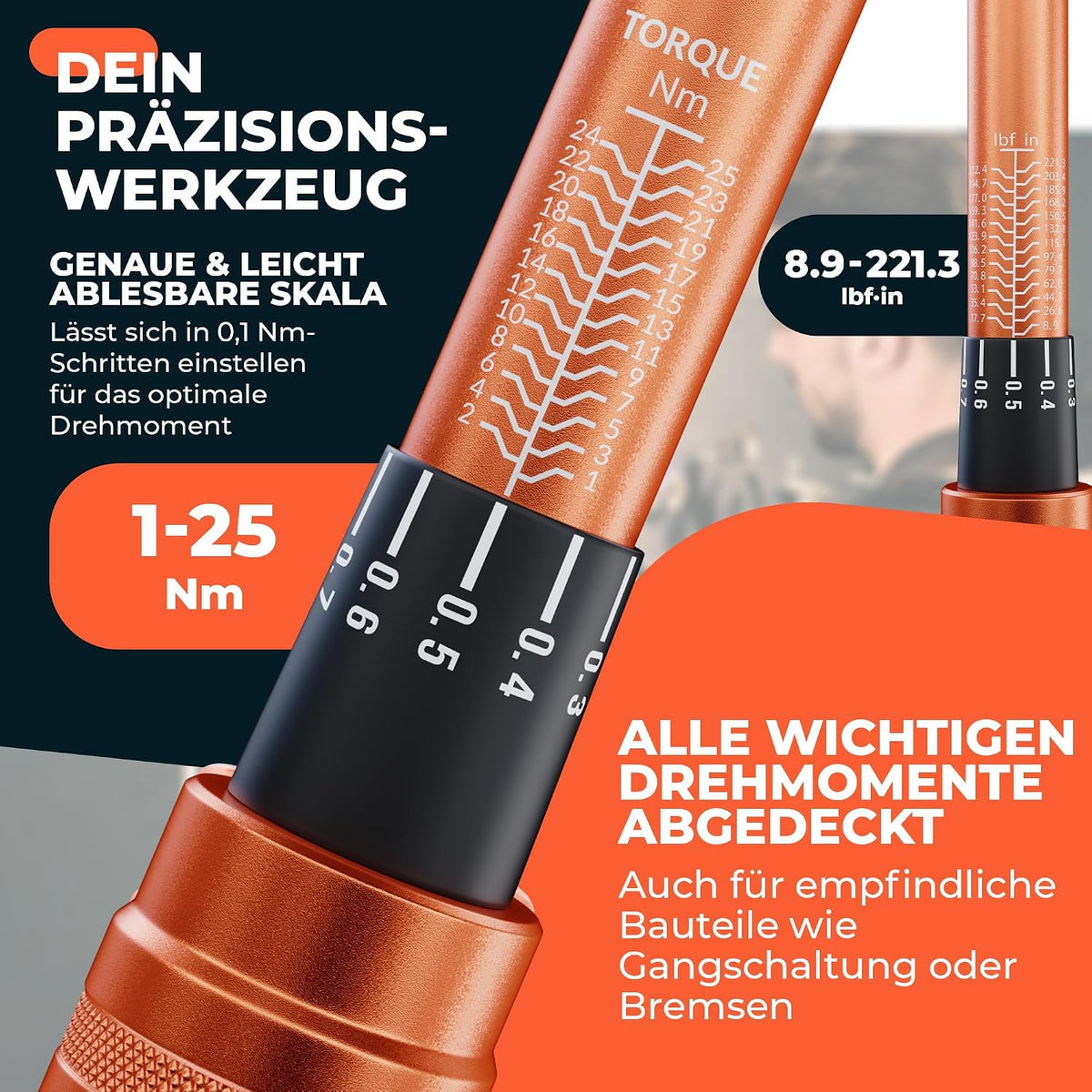 Fortura Momentsleutel fiets/momentsleutel 1-25nm / 1/4 inch Momentsleutelset fiets gereedschapsset