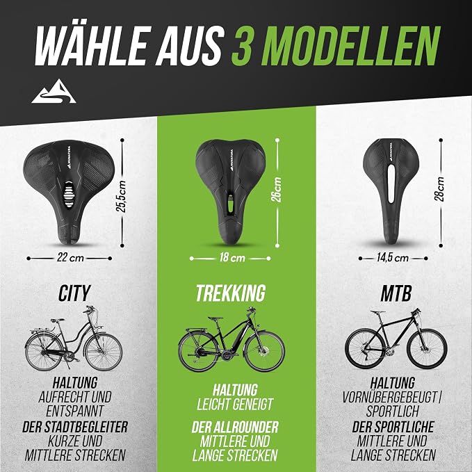 MUNATURA/NEXTCOVER Ergonomisch Fietszadel - Comfortabel en Waterdicht voor Heren en Dames Mountainbike, Citybike, Trekkingbike (zie varianten)