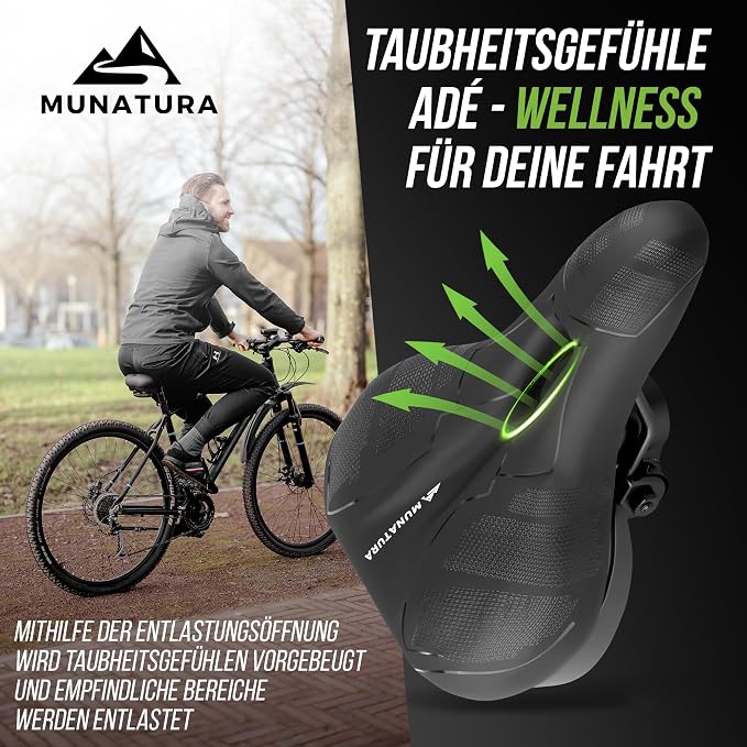 MUNATURA/NEXTCOVER Ergonomisch Fietszadel - Comfortabel en Waterdicht voor Heren en Dames Mountainbike, Citybike, Trekkingbike (zie varianten)