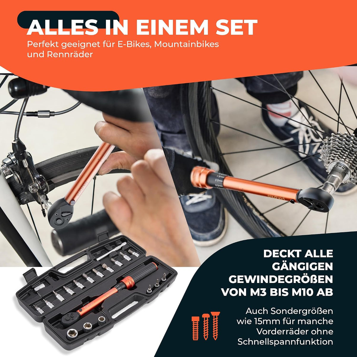Fortura Momentsleutel fiets/momentsleutel 1-25nm / 1/4 inch Momentsleutelset fiets gereedschapsset