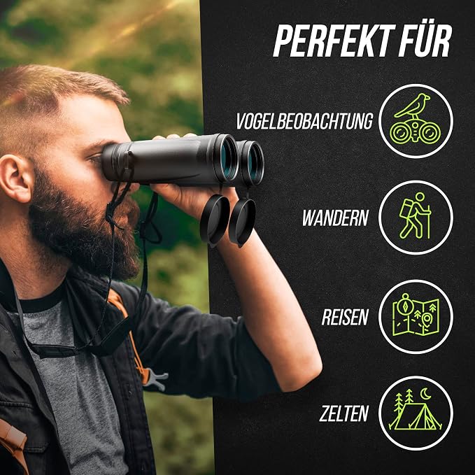 MUNATURA Verrekijker voor volwassenen, 10 x 42 cm, perfecte verrekijker voor brildragers, verrekijker, vogelobservatie, haarscherpe beelden dankzij BaK4 en FMC