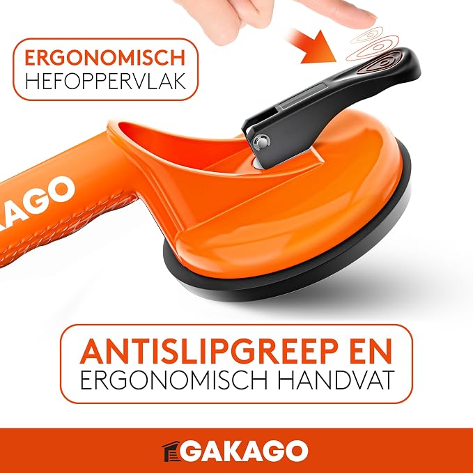 Gakago zuigheffer (verpakking van 2) - Ergonomische & anti-slip zuignappen - 120kg belastbare zuigheffer voor het transporteren van tegels, laminaat, ruiten en glas