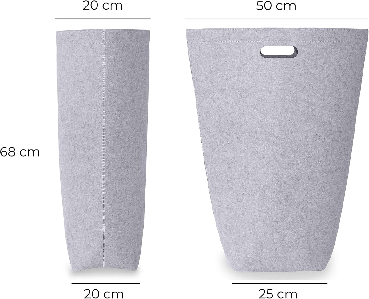 Elwin Neiles Designer Wasmand in Stijlvol Vilt [80L/Grijs] | Opvouwbare Wasmand met Handvatten & Magnetische Sluiting | Waszak voor Waskamer en Badkamer