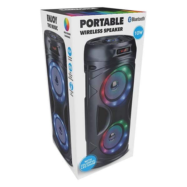 Bluetooth Speaker met RGB Licht - Draagbare Partybox 4,5 Uur Batterijduur - Party Speaker met USB Ingang en TF-Kaart - 16 x 38.5 cm