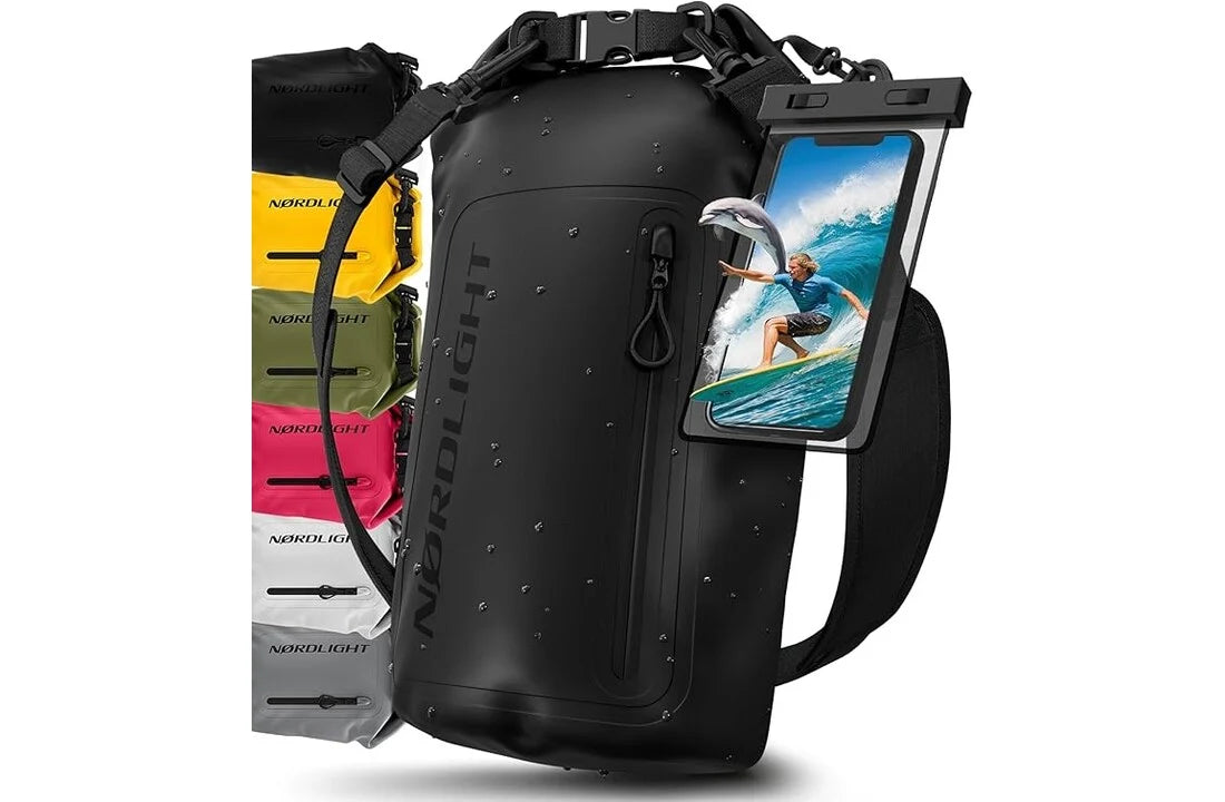 Nordlight Waterdichte Dry Bag Tas 10L met Telefoonhoes – Waterproof Duffeltas met Schouderriem voor SUP, Surfen, Strand en Outdoor